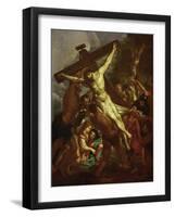 The Raising of the Cross, Sketch for Part of the Ceiling of the Jesuit Church in Antwerp, 1620-1621-Peter Paul Rubens-Framed Giclee Print