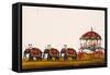 The Raja of Malayam in His Carriage Being Pulled by Three Pairs of Elephants, from Thanjavur, India-null-Framed Stretched Canvas