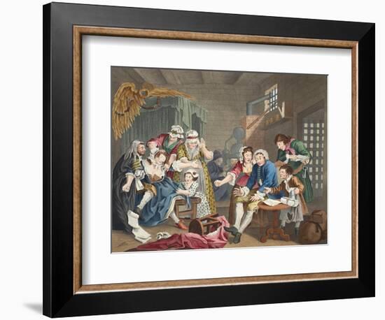 The Rake in Prison, Plate Vii, from 'A Rake's Progress', Illustration from 'Hogarth Restored: the…-William Hogarth-Framed Giclee Print