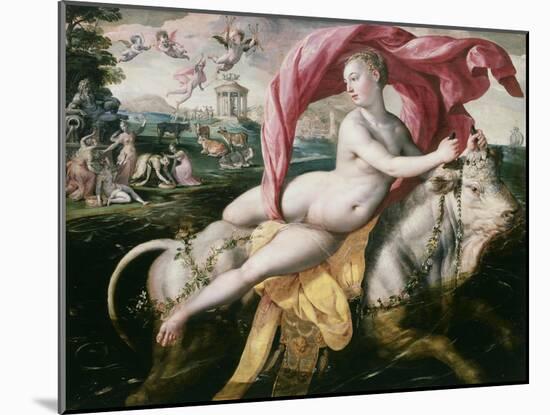 The Rape of Europa (Legendary Phoenician Princess Carried Away by Jupiter in Form of White Bull)-Martin de Vos-Mounted Giclee Print