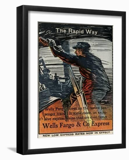 The Rapid Way: Wells Fargo Moves on the Fastest Passenger Trains (ca. 1920)-null-Framed Giclee Print