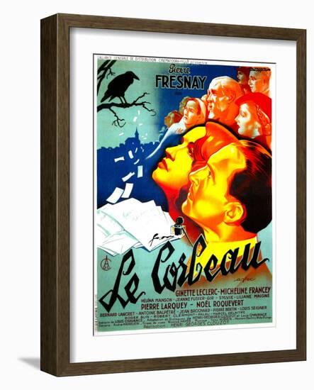 THE RAVEN, (aka LE CORBEAU),  French poster, center: Micheline Francey, Pierre Fresnay, 1943-null-Framed Art Print