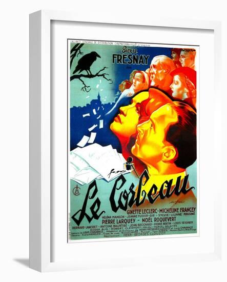 THE RAVEN, (aka LE CORBEAU),  French poster, center: Micheline Francey, Pierre Fresnay, 1943-null-Framed Art Print