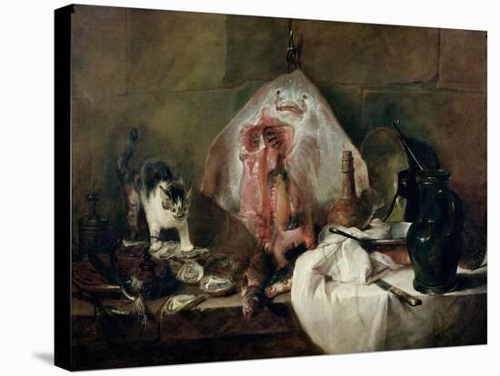 The Ray Or, the Kitchen Interior, 1728-Jean-Baptiste Simeon Chardin-Stretched Canvas