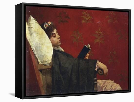 The Reader, 1870-1875-Gioacchino Toma-Framed Stretched Canvas