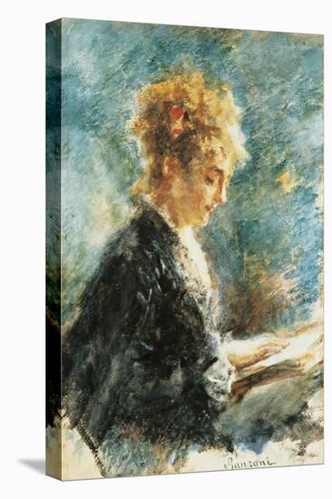 The Reader, 1878-1880-Daniele Ranzoni-Stretched Canvas