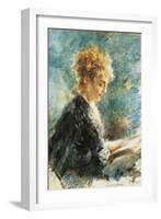 The Reader, 1878-1880-Daniele Ranzoni-Framed Giclee Print