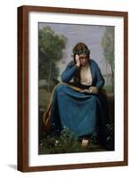 The Reader Crowned with Flowers, or Virgil's Muse, 1845-Jean-Baptiste-Camille Corot-Framed Giclee Print