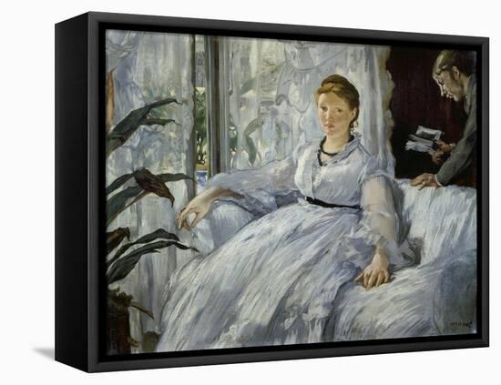 The Reading, Mme, Manet and Her Son, Léon Koella-Leenhoff, 1869-Edouard Manet-Framed Stretched Canvas