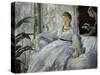 The Reading, Mme, Manet and Her Son, Léon Koella-Leenhoff, 1869-Edouard Manet-Stretched Canvas