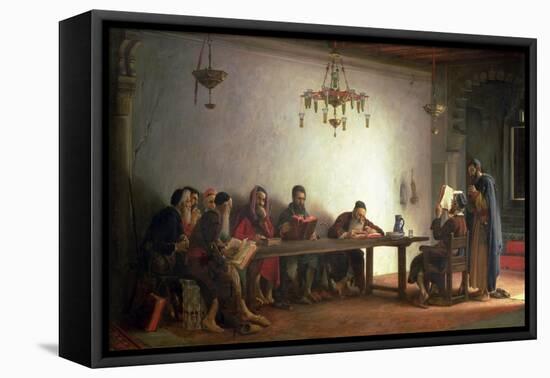 The Reading of the Bible by the Rabbis, a Souvenir of Morocco, 1882-Jean Jules Antoine Lecomte du Nouy-Framed Stretched Canvas