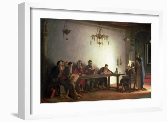 The Reading of the Bible by the Rabbis, a Souvenir of Morocco, 1882-Jean Jules Antoine Lecomte du Nouy-Framed Giclee Print