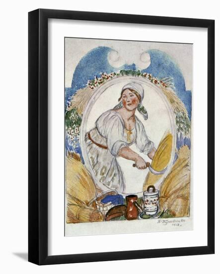 The Reaper, 1918-Boris Mikhajlovich Kustodiev-Framed Giclee Print