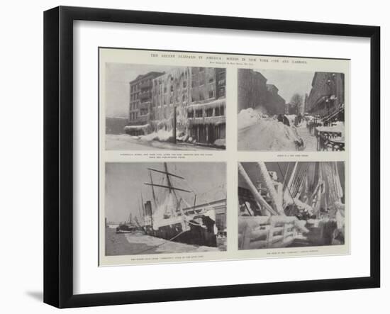 The Recent Blizzard in America, Scenes in New York City and Harbour-null-Framed Giclee Print