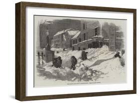 The Recent Deep Snow in Massachusetts, Street in New Bedford-null-Framed Giclee Print