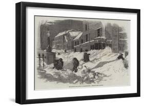The Recent Deep Snow in Massachusetts, Street in New Bedford-null-Framed Giclee Print