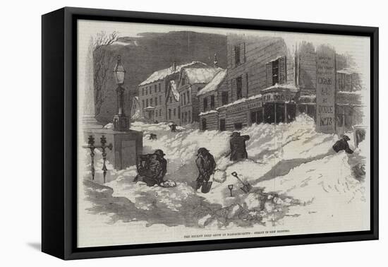 The Recent Deep Snow in Massachusetts, Street in New Bedford-null-Framed Stretched Canvas