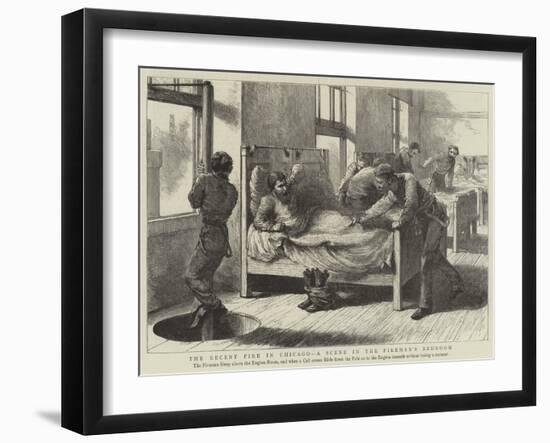 The Recent Fire in Chicago, a Scene in the Firemen's Bedroom-null-Framed Giclee Print