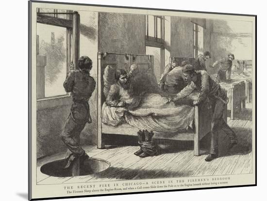 The Recent Fire in Chicago, a Scene in the Firemen's Bedroom-null-Mounted Giclee Print