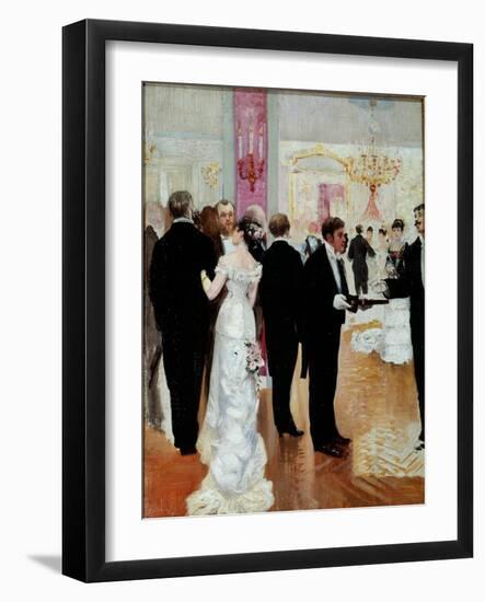 The Reception A Social Evening in the Parisian Society of the Belle Epoque. Painting by Jean Beraud-Jean Beraud-Framed Giclee Print