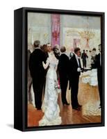 The Reception A Social Evening in the Parisian Society of the Belle Epoque. Painting by Jean Beraud-Jean Beraud-Framed Stretched Canvas