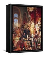 The Reception of Christopher Columbus (1450-1506) by Ferdinand II (1452-1516) of Aragon & Isabella-Eugene Deveria-Framed Stretched Canvas