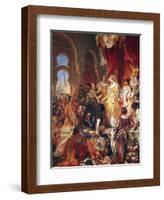 The Reception of Christopher Columbus (1450-1506) by Ferdinand II (1452-1516) of Aragon & Isabella-Eugene Deveria-Framed Giclee Print