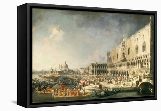 The Reception of the French Ambassador in Venice, 1725-26-Canaletto-Framed Stretched Canvas