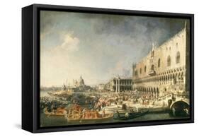 The Reception of the French Ambassador in Venice, 1725-26-Canaletto-Framed Stretched Canvas