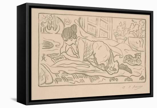 The Reclining Reader, 1895 (Litho)-Paul Ranson-Framed Stretched Canvas