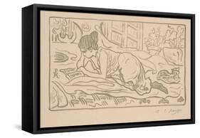 The Reclining Reader, 1895 (Litho)-Paul Ranson-Framed Stretched Canvas