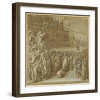 The Reconciliation Between Pope Alexander III and Frederick Barbarossa, in the Presence of Doge…-Giuseppe della Porta Salviati-Framed Giclee Print