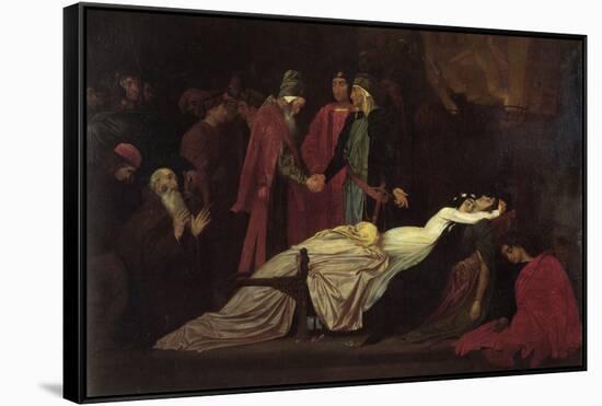 The Reconciliation of the Montague's and Capulet's over the Dead Bodies of Romeo and Juliet-Frederick Leighton-Framed Stretched Canvas