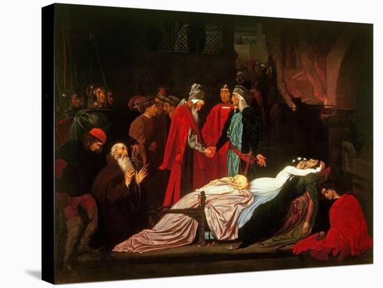 The Reconciliation of the Montagues and the Capulets over the Dead Bodies of Romeo and Juliet-Frederick Leighton-Stretched Canvas