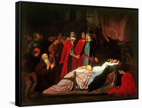 The Reconciliation of the Montagues and the Capulets over the Dead Bodies of Romeo and Juliet-Frederick Leighton-Framed Stretched Canvas