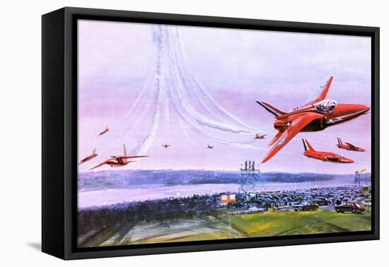 The Red Arrows Aerobatic Team, Depicted in 1978-Graham Coton-Framed Stretched Canvas