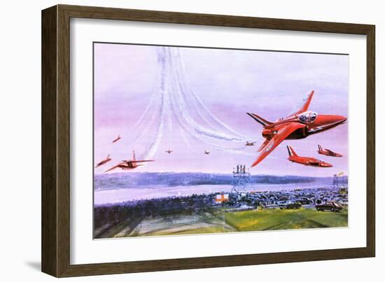 The Red Arrows Aerobatic Team, Depicted in 1978-Graham Coton-Framed Giclee Print