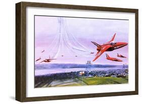 The Red Arrows Aerobatic Team, Depicted in 1978-Graham Coton-Framed Giclee Print