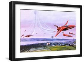 The Red Arrows Aerobatic Team, Depicted in 1978-Graham Coton-Framed Giclee Print