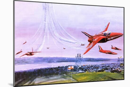 The Red Arrows Aerobatic Team, Depicted in 1978-Graham Coton-Mounted Giclee Print