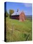 The Red Barns Typify Vermont's Countryside, Vermont, USA-Fraser Hall-Stretched Canvas