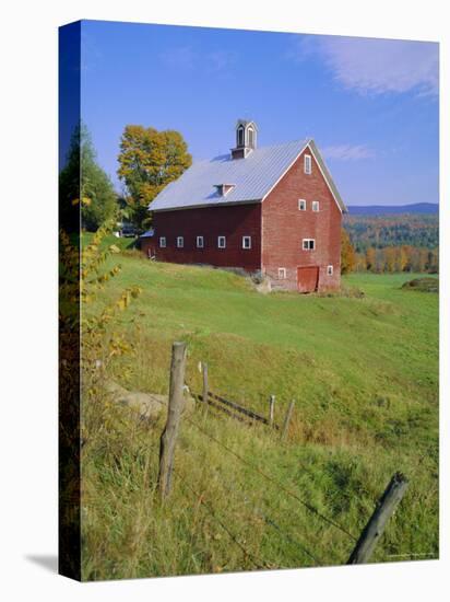 The Red Barns Typify Vermont's Countryside, Vermont, USA-Fraser Hall-Stretched Canvas