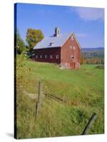 The Red Barns Typify Vermont's Countryside, Vermont, USA-Fraser Hall-Stretched Canvas