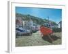 The Red Boat Polperro Cornwall-Richard Harpum-Framed Art Print