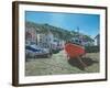 The Red Boat Polperro Cornwall-Richard Harpum-Framed Art Print