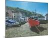 The Red Boat Polperro Cornwall-Richard Harpum-Mounted Art Print