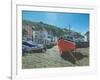 The Red Boat Polperro Cornwall-Richard Harpum-Framed Art Print