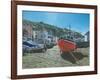 The Red Boat Polperro Cornwall-Richard Harpum-Framed Art Print