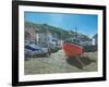 The Red Boat Polperro Cornwall-Richard Harpum-Framed Art Print