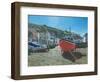 The Red Boat Polperro Cornwall-Richard Harpum-Framed Art Print